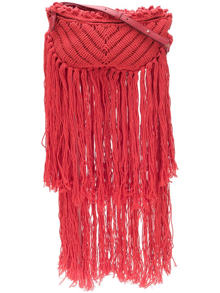 Stella Mccartney Woven Fringe Bag - Red