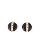 Yves Saint Laurent Vintage Wood Crystal Earrings - Black
