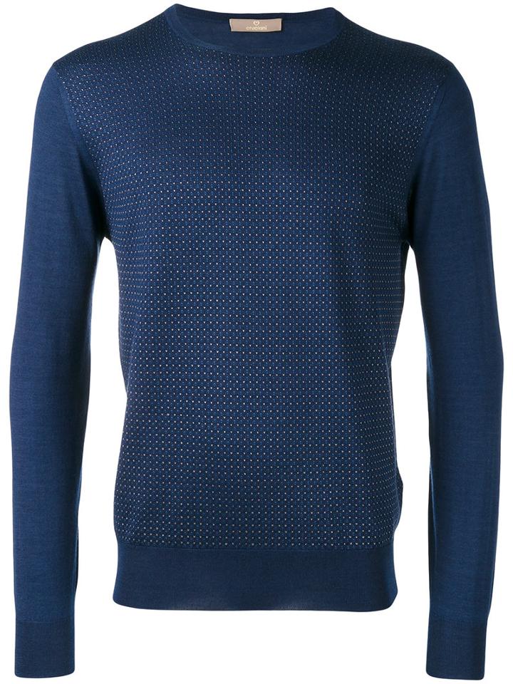 Cruciani Knitted Sweater, Men's, Size: 54, Blue, Cashmere/silk