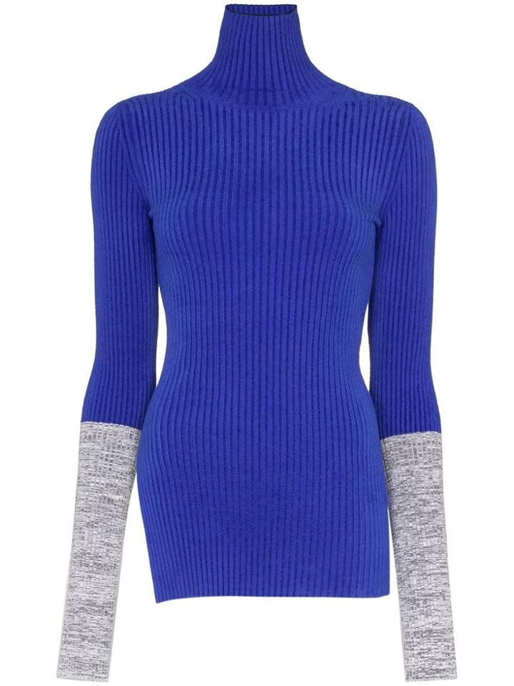 Moncler 1952 Colour-block Turtleneck Jumper - Blue