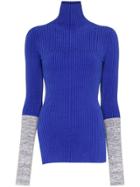 Moncler 1952 Colour-block Turtleneck Jumper - Blue