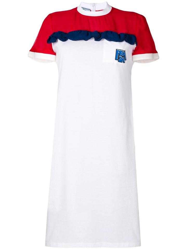 Prada Ruffled Detail Dress - White