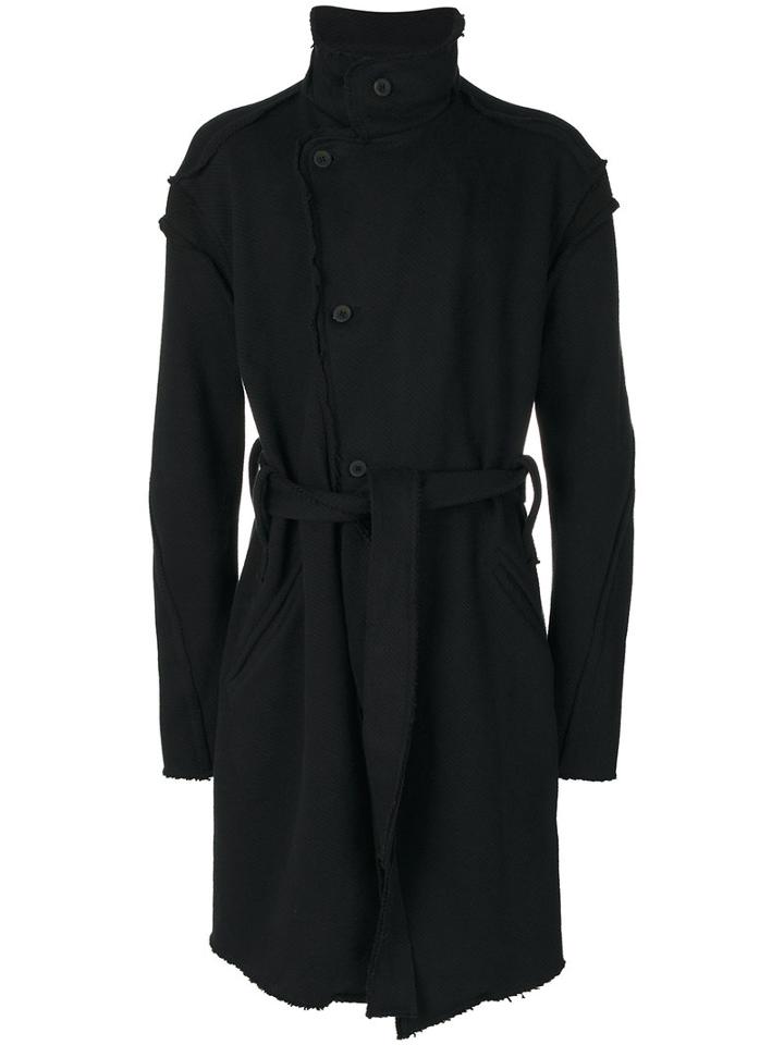 Lost & Found Ria Dunn - Single-breasted Raw Hem Coat - Men - Cotton/polyamide/viscose/wool - M, Black, Cotton/polyamide/viscose/wool