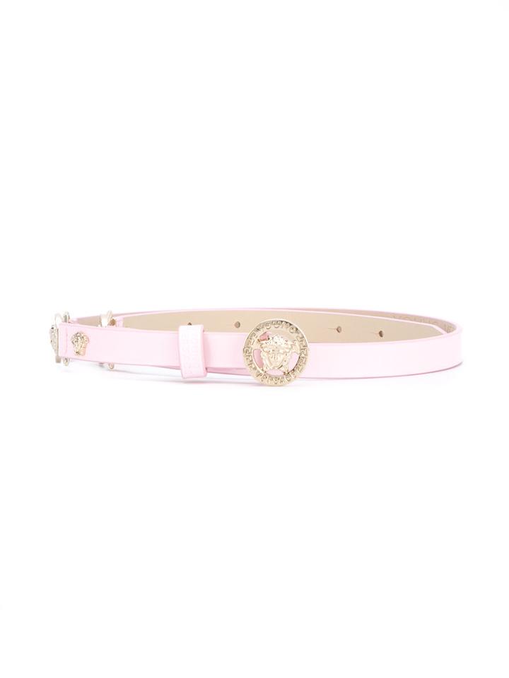 Young Versace - Medusa Belt - Kids - Leather/gold - 68 Cm, Pink/purple