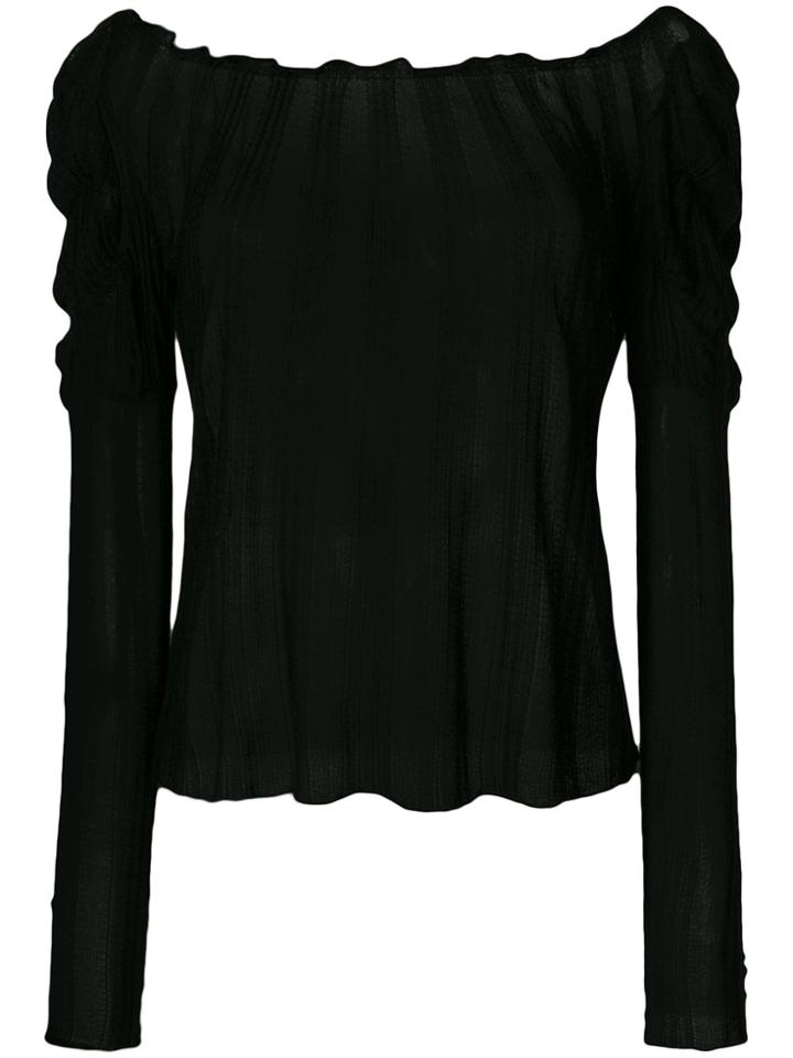 Giorgio Armani Vintage Ribbed Sheer Blouse - Black