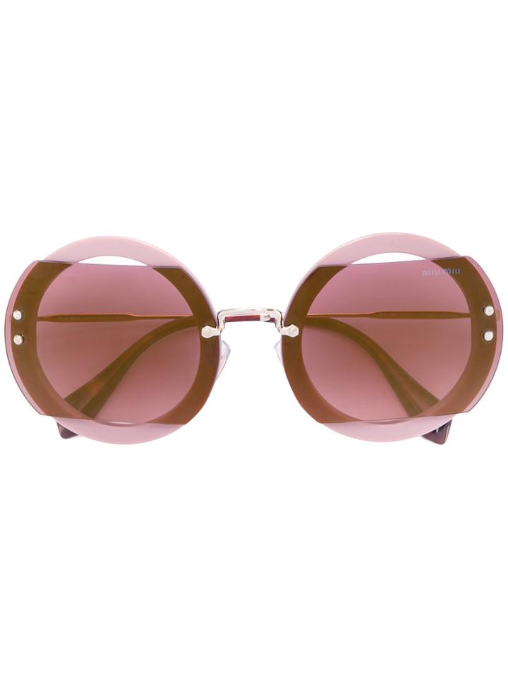 Miu Miu Eyewear Tinted Round Sunglasses - Pink & Purple