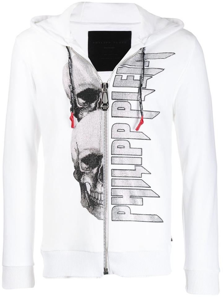 Philipp Plein Skull Zip Hoodie - White