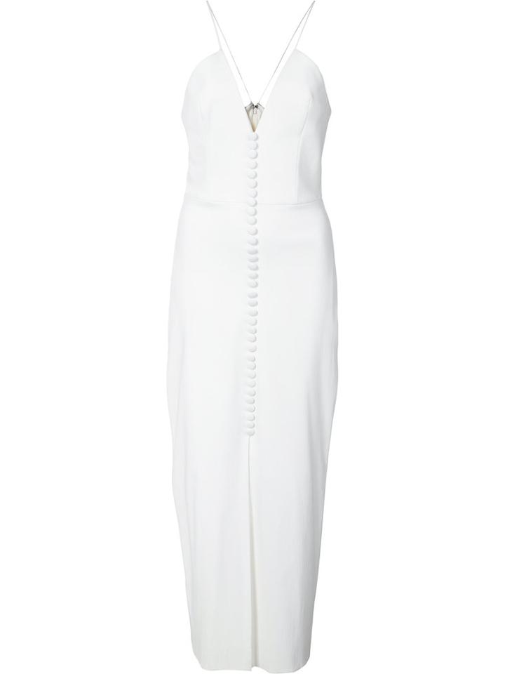 Button Detail Dress - Women - Silk/cotton - 6, White, Silk/cotton, Christian Siriano
