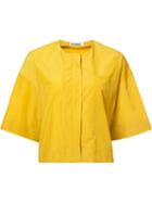 Collarless Cropped Jacket, Women's, Size: 36, Yellow/orange, Cotton/polyamide, Jil Sander