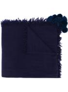 Aspesi Pompom Detail Knitted Scarf - Blue