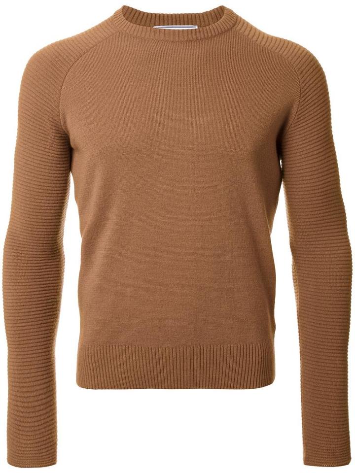Ami Alexandre Mattiussi Crew Neck Sweater, Men's, Size: Large, Brown, Cashmere/merino