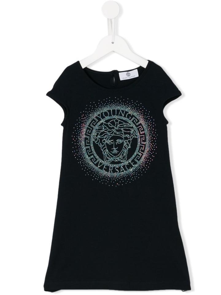 Young Versace Rhinestone Medusa Dress, Girl's, Size: 6 Yrs, Blue