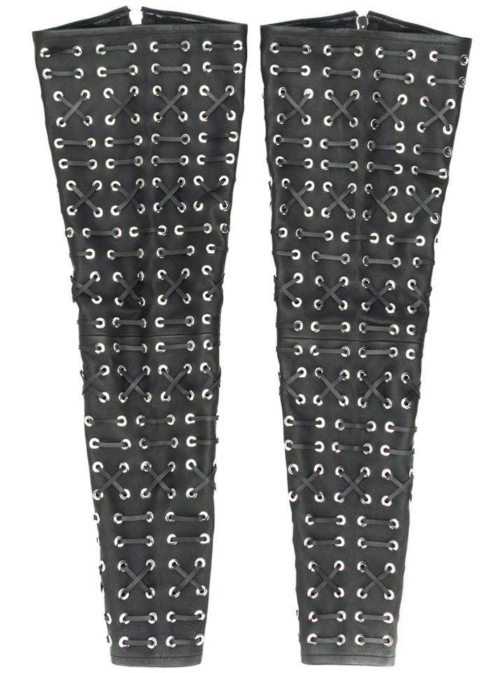 Les Hommes Lace-up Leg Warmers - Black