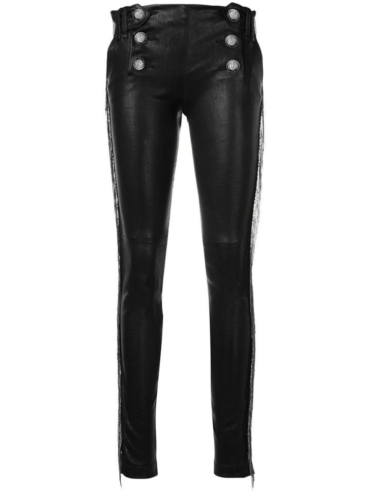 Plein Sud Fringed Skinny Trousers - Black
