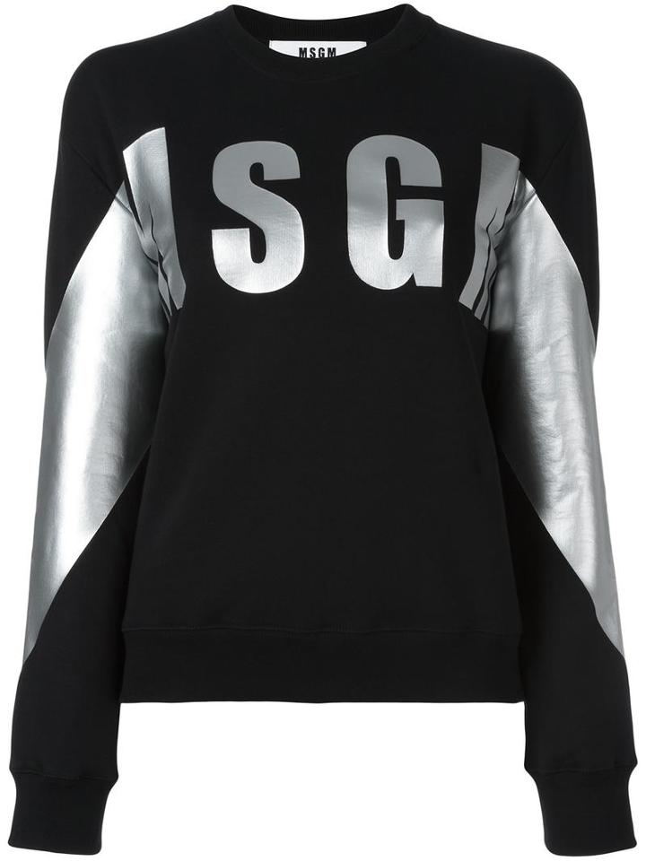 Msgm Logo Print Sweatshirt, Women's, Size: Small, Black, Cotton