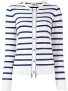 Sonia By Sonia Rykiel Zipper Detail Striped Cardigan, Women's, Size: Medium, White, Cotton/wool