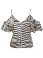 T By Alexander Wang Striped Blouse - Black