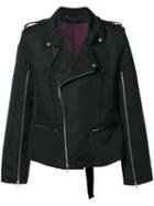 Ann Demeulemeester Zip Up Biker Jacket, Men's, Size: Small, Black, Cotton/linen/flax/rayon/acetate