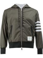 Thom Browne Stripes Hooded Bomber Jacket - Grey