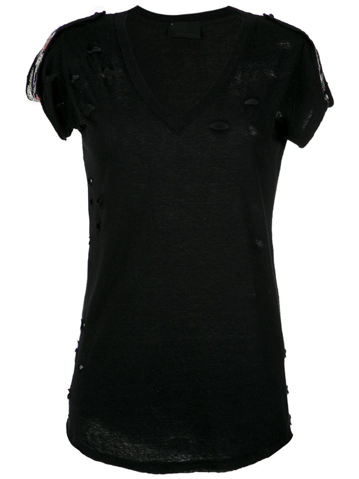 Andrea Bogosian Ripped Details Blouse - Black