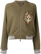 Twin-set Glittery Detail Bomber Jacket, Women's, Size: Medium, Green, Cotton/acrylic/metallic Fibre