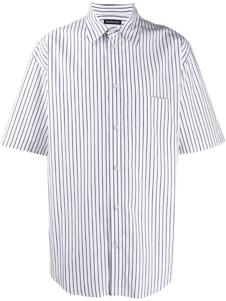 Balenciaga Striped Short Sleeves Shirt - White
