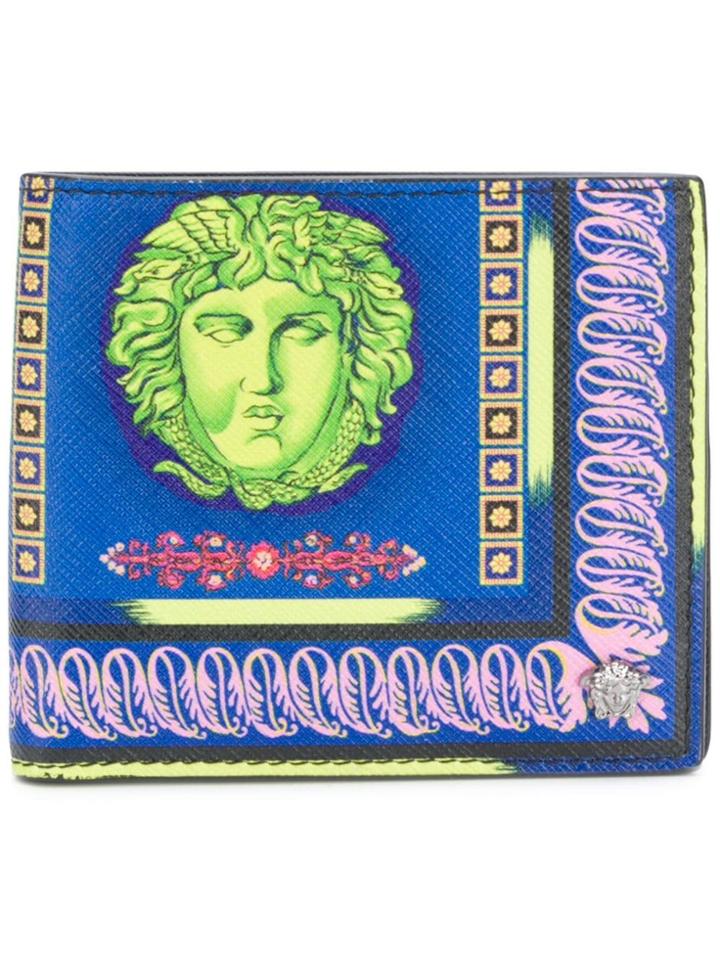 Versace Foldover Medusa Wallet - Blue