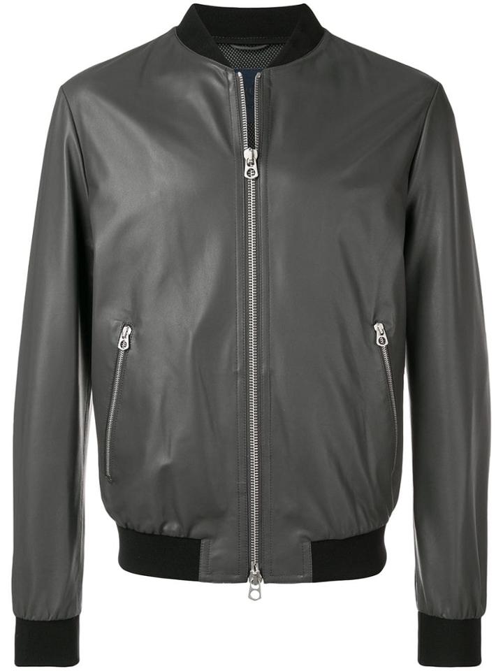 Drome Leather Bomber Jacket - Grey