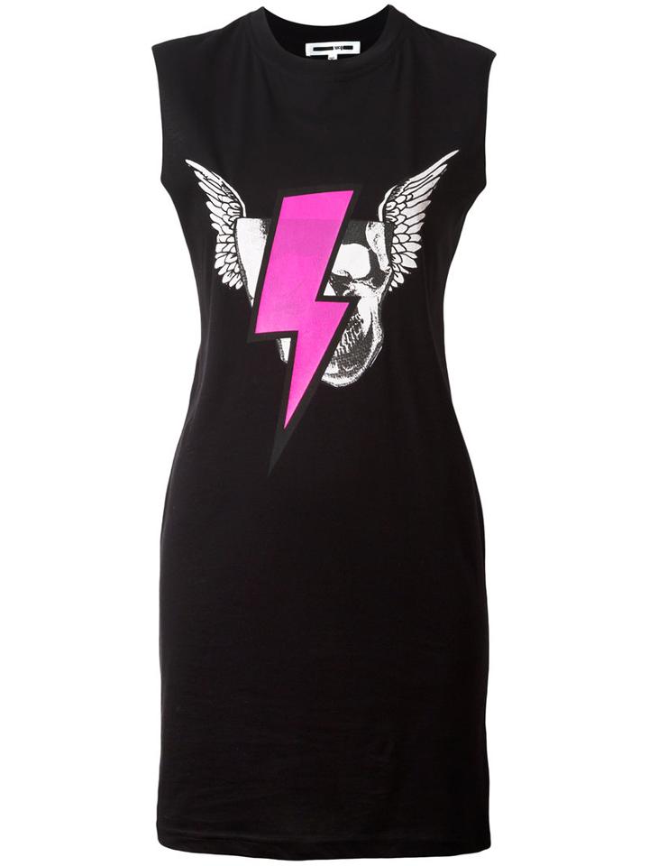 Mcq Alexander Mcqueen - Print T-shirt Dress - Women - Cotton - M, Black, Cotton