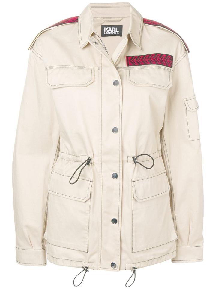 Karl Lagerfeld Mid-length Safari Jacket - Neutrals