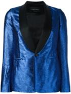 Christian Pellizzari Metallic Blazer, Women's, Size: 42, Blue, Polyester/polyamide/acetate/viscose