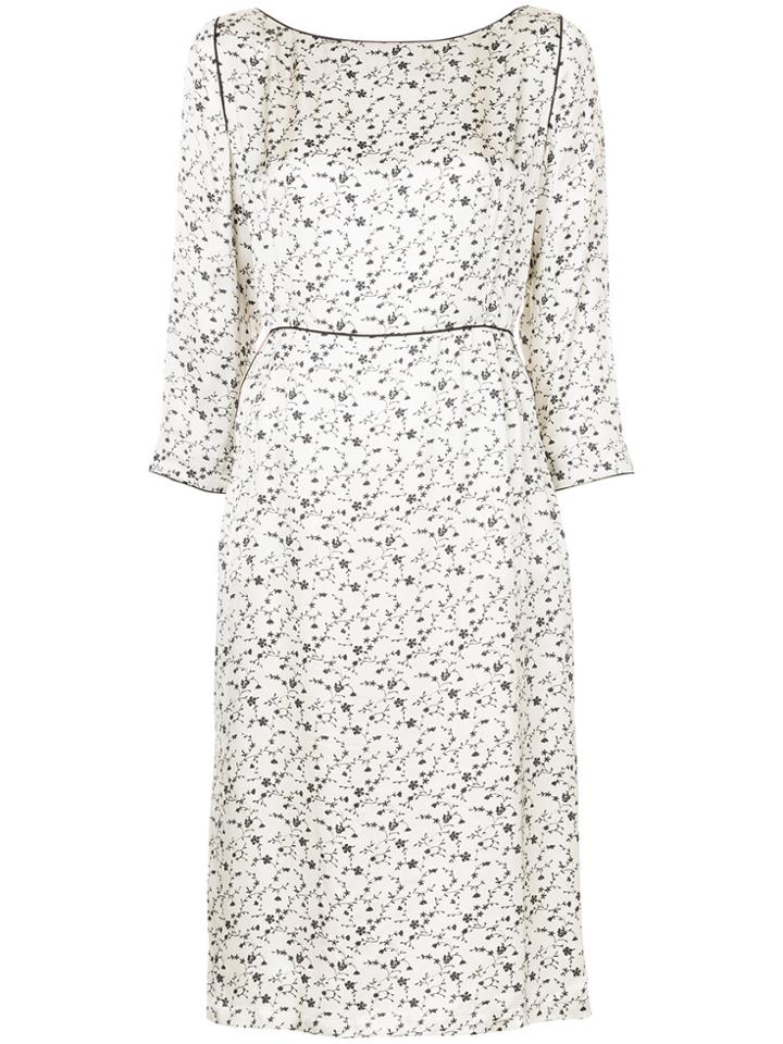 Aalto Floral Print Midi Dress - White