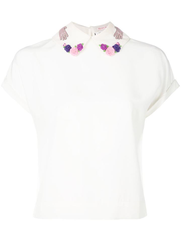 Olympia Le-tan - Embellished Top - Women - Silk - 38, White, Silk