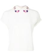 Olympia Le-tan - Embellished Top - Women - Silk - 38, White, Silk