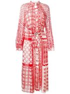 Fendi Geometric Print Maxi Dress, Women's, Size: 40, Red, Silk/viscose