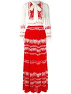 Self-portrait Plissé Long Dress, Women's, Size: 8, White, Polyester