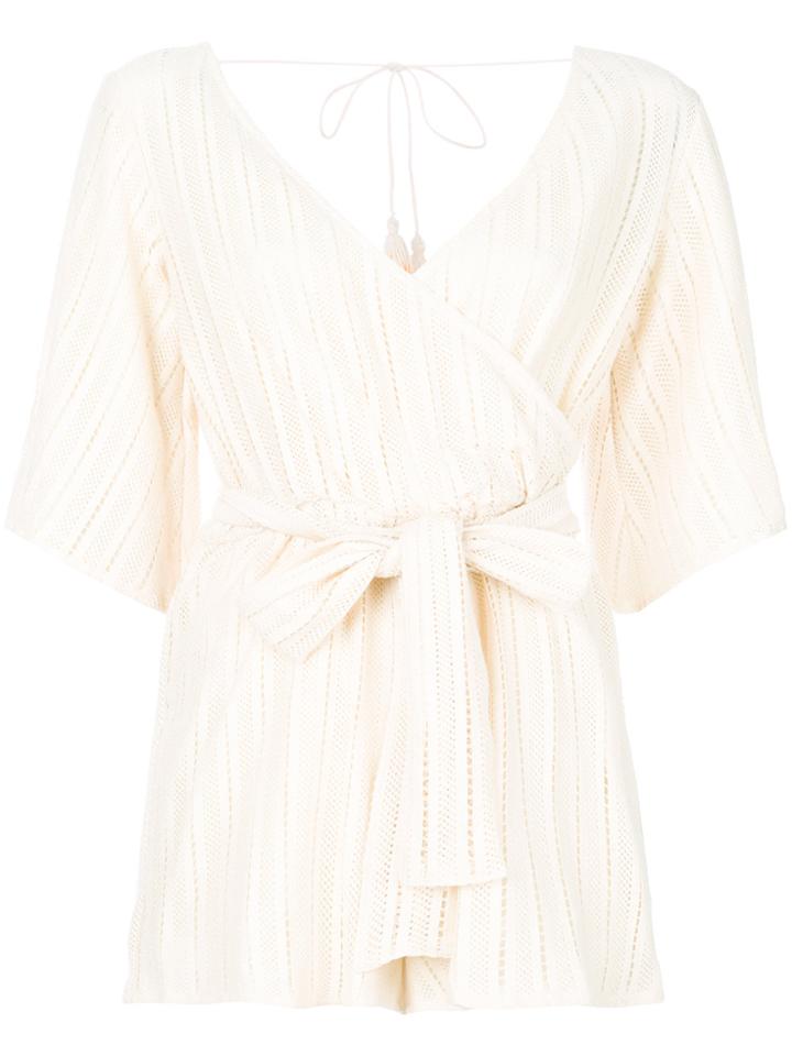 Sundress Fitted Wrap Playsuit - White