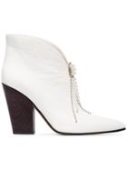 Magda Butrym White Belgium 90 Leather Ankle Boots With Detachable