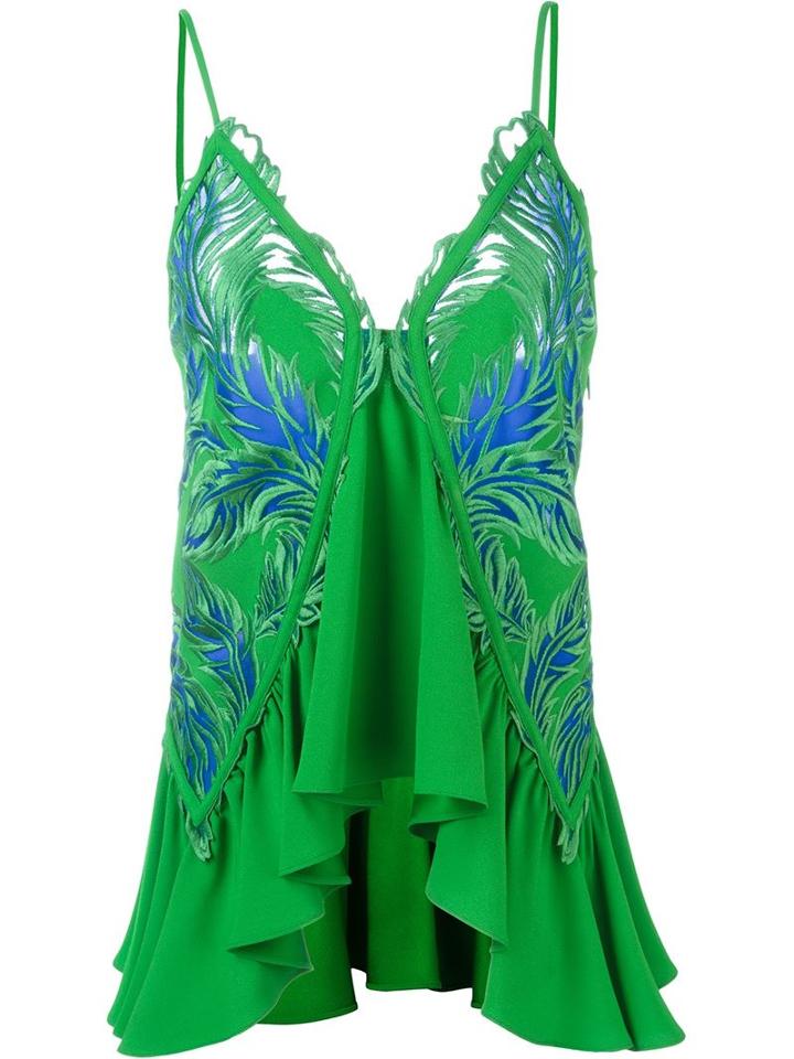 Roberto Cavalli Embroidered Ruffled Top