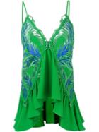 Roberto Cavalli Embroidered Ruffled Top