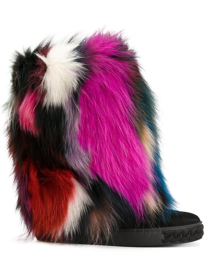 Casadei Faux Fur Chaucer Boots - Black