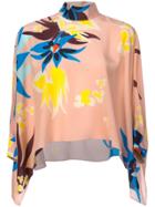 Delpozo Floral Print Flared Blouse - Pink