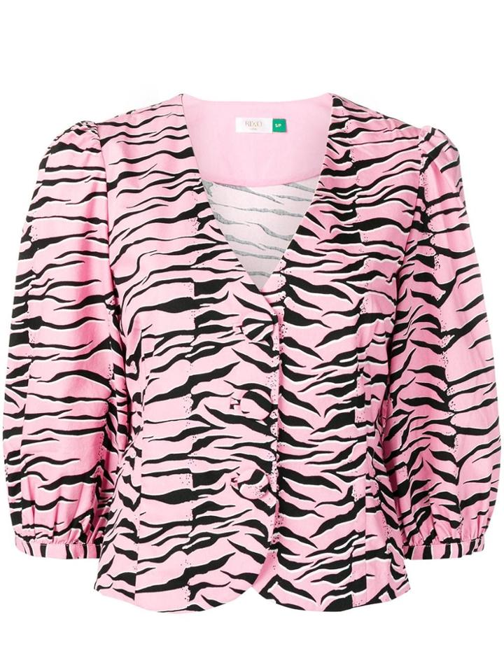 Rixo London Animal Print Blouse - Pink