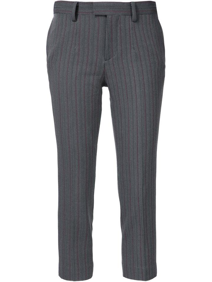 Undercover Striped Cropped Trousers, Women's, Size: 2, Grey, Polyester