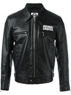 Roundel London Logo Print Jacket, Men's, Size: Small, Black, Leather/polyester