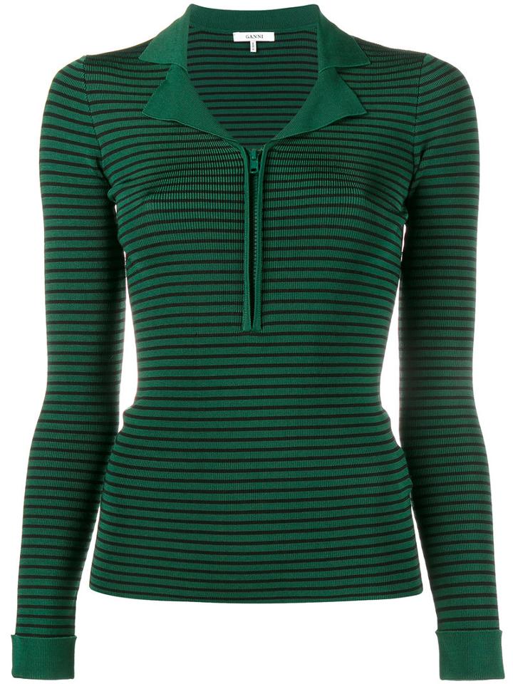 Ganni - Evangel Stripe Top - Women - Polyamide/viscose - L, Women's, Green, Polyamide/viscose