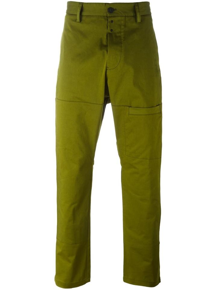Oamc Pocket Detail Trousers, Men's, Size: 32, Green, Cotton/spandex/elastane