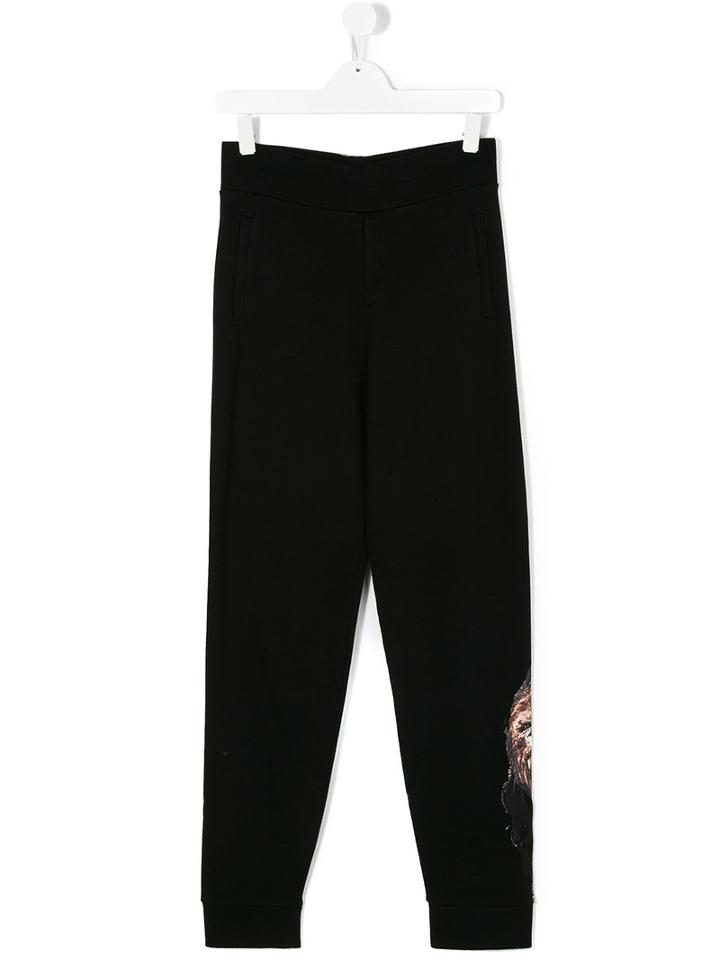 Marcelo Burlon County Of Milan Kids - Gorilla Print Casual Trousers - Kids - Cotton/polyester - 14 Yrs, Black