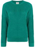 Laneus Metallic Thread Slouchy Sweater - Green