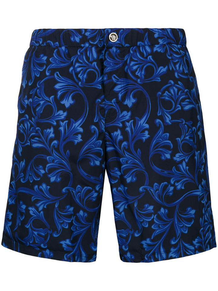 Versace Brocade Print Swim Shorts - Blue
